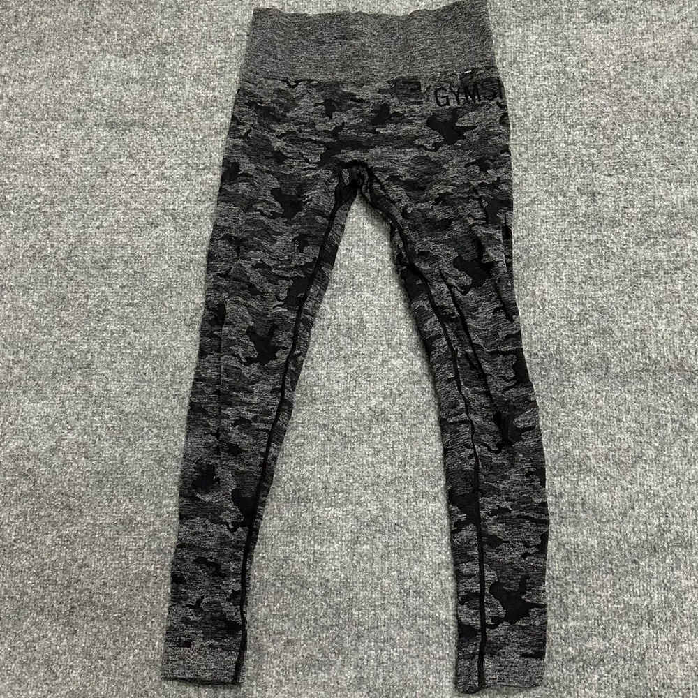 Gymshark Leggings Womens Size S Black Camo Seamless High Waisted Athletic Pants